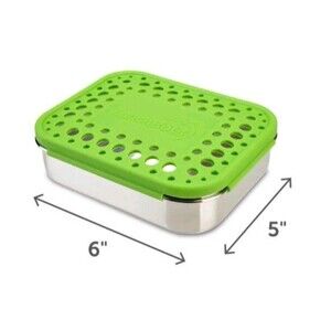 Medium Quad Stainless Steel Lunch Box Tin Silicone Lid 4 Compartments Bento Box